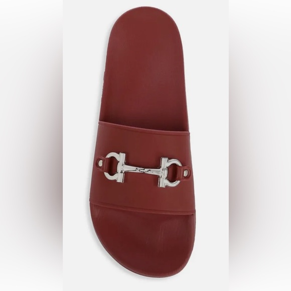 Salvatore Ferragamo Red Groove Men Slides Sandals - Picture 2 of 11